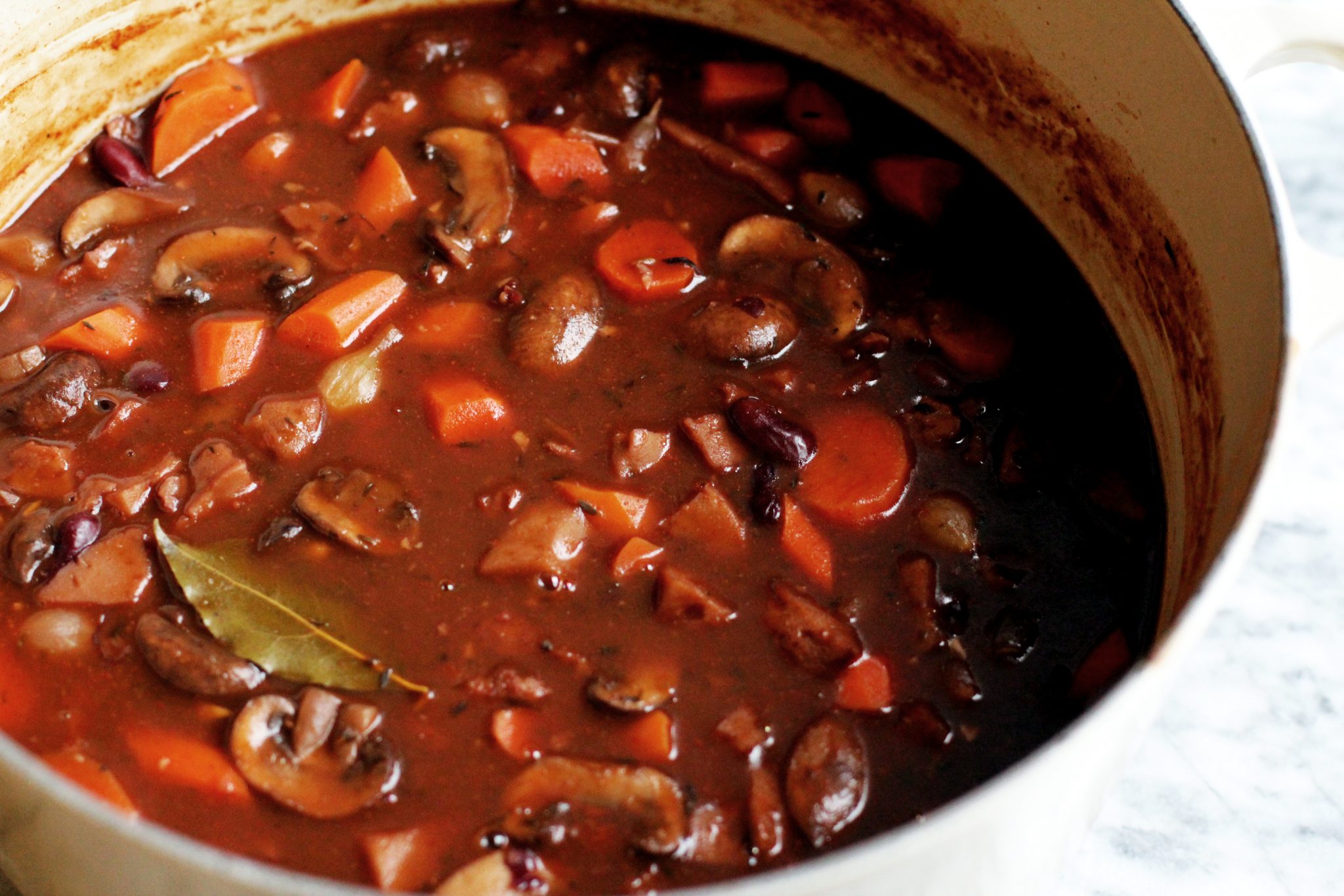 Seitan, Red Bean & Mushroom Bourguignon Deliciously Green by Emily